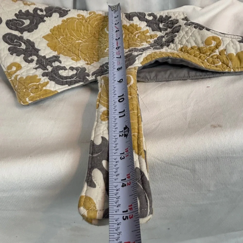 Quilted‎ Dog Coat Yellow Grey Damask Floral Pet Jacket Medium Large